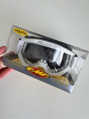 FMF Youth White MX Goggles - Kids Motocross Eye Protection